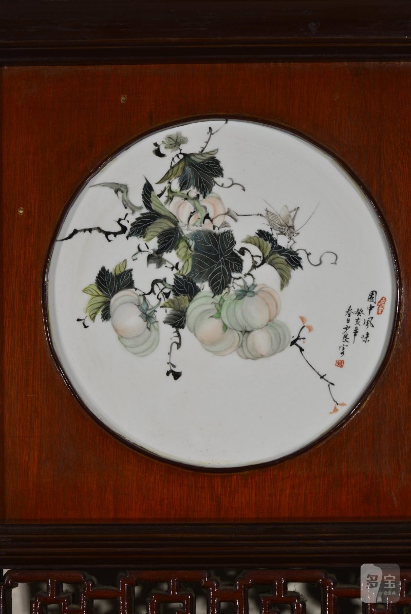 近现代 魏焕明、余少良合作双面粉彩山水人物八联落地大屏风 - 图43